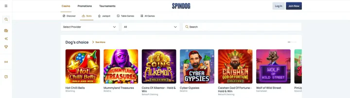 spindog casino games